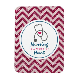 Nursing is a work of Heart Saying w/ Stethoscope Magnet