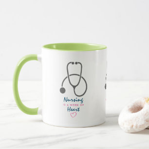 Nursing is a work of Heart Saying w/ Stethoscope Mug