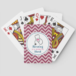 Nursing is a work of Heart Saying w/ Stethoscope Playing Cards