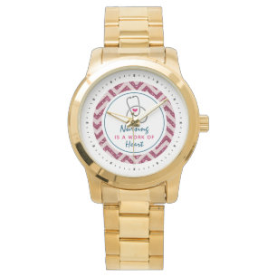 Nursing is a work of Heart Saying w/ Stethoscope Watch