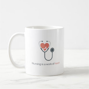 Nursing Is A Work Of Heart Stethoscope Coffee Mug