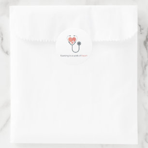 Nursing Is A Work Of Heart Stethoscope Sticker Nur