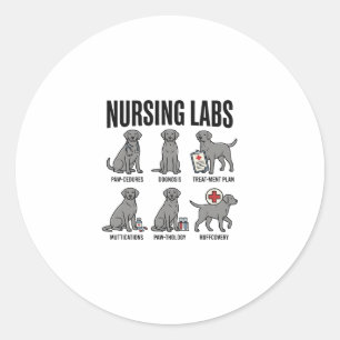 Nursing Labs Dog Medical Pun Vector Shirt Design_1 Classic Round Sticker