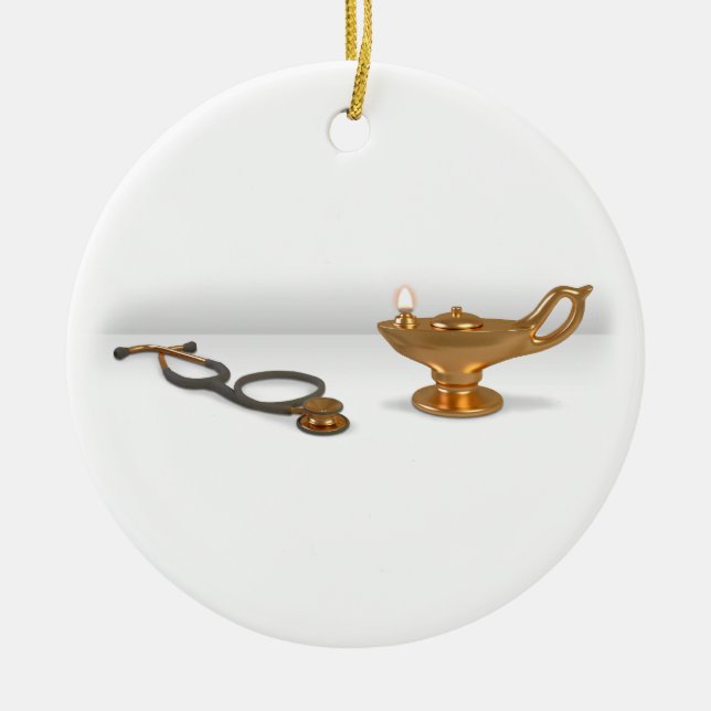 Nursing Lamp And Stethoscope Ceramic Ornament (Front)