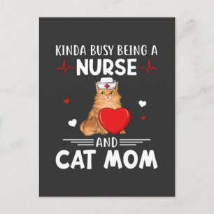 Nursing Life   Nurse And Cat Mom Invitation Postcard