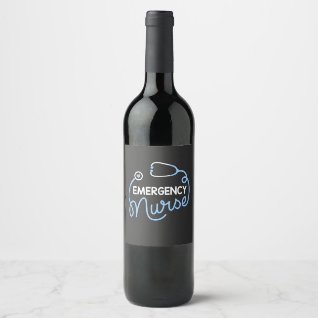 Nursing Life | Nurse Emergency Department Nursing Wine Label (Front)