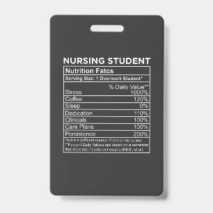 Nursing Life Nursing Student Nutrition Facts Badge
