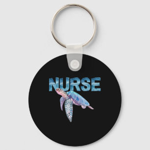 Nursing Life Sea Turtle T In Watercolor Nicu Nurse Keychain
