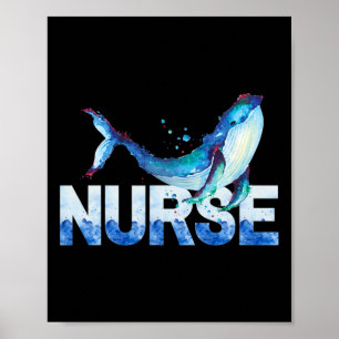 Nursing Life Whale T In Watercolor Nicu Nurse Whal Poster