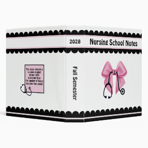 Nursing Medical School Personalized Pink Bow Binder