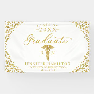 Nursing Medical School White Gold Graduation Banner