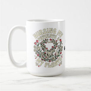 Nursing My Patients & My Plants Retro Floral Steth Coffee Mug