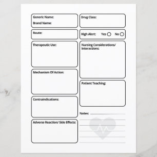 Nursing Pharmacology Blank Medication Template