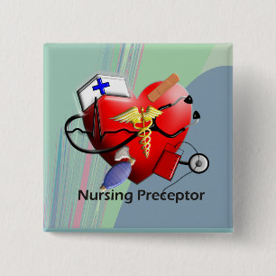 Nursing Preceptor Heart ARt Gifts 2 Inch Square Button