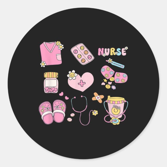 Nursing Profession Doodles Co. Nurse Doodles Women Classic Round Sticker (Front)