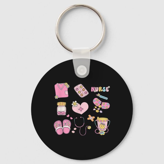 Nursing Profession Doodles Co. Nurse Doodles Women Keychain (Front)