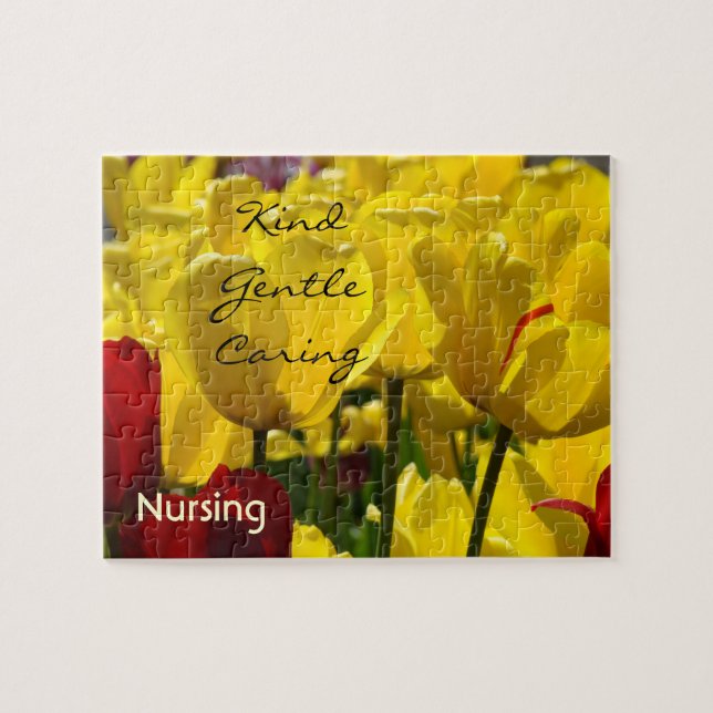 Nursing puzzle Kind Gentle Caring Yellow Tulips (Horizontal)