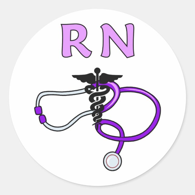 Nursing RN Stethoscope Classic Round Sticker (Front)