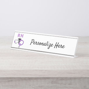 Nursing RN Stethoscope Personalized  Desk Name Pla Plate