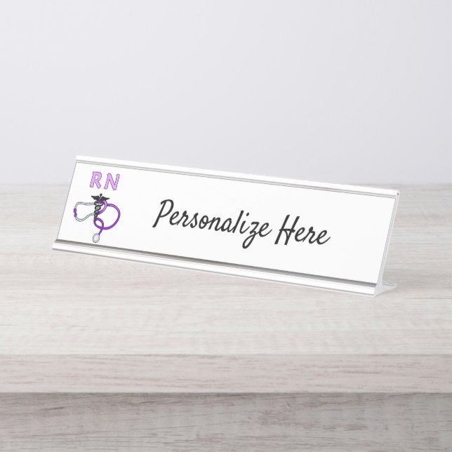 Nursing RN Stethoscope Personalized  Desk Name Pla Plate (Front)