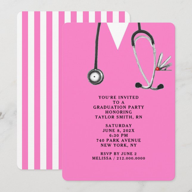 Nursing School Grad 2026 Party Invitation (Front/Back)