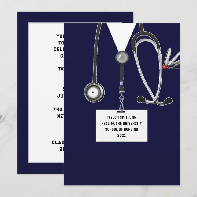Nursing School Grad Party Invitation (Front/Back)