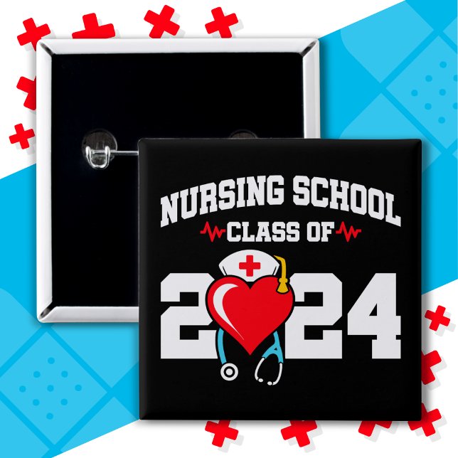 Nursing School Graduate 2024 Nurse Graduation 2 Inch Square Button (Creator Uploaded)