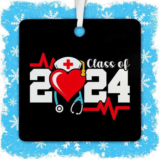 Nursing School Graduate 2024 Nurse Graduation Metal Ornament (Creator Uploaded)