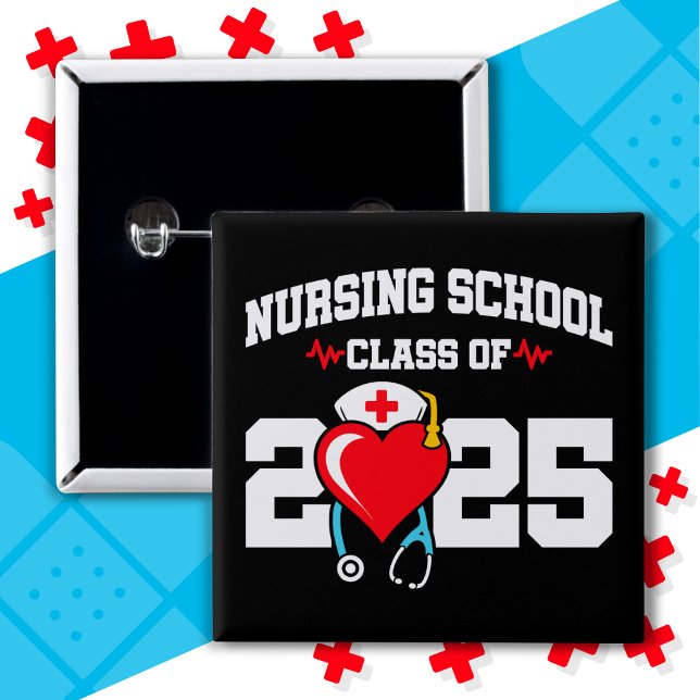 Nursing School Graduate 2025 Nurse Graduation 2 Inch Square Button (Creator Uploaded)