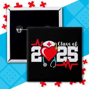 Nursing School Graduate 2025 Nurse Graduation 2 Inch Square Button