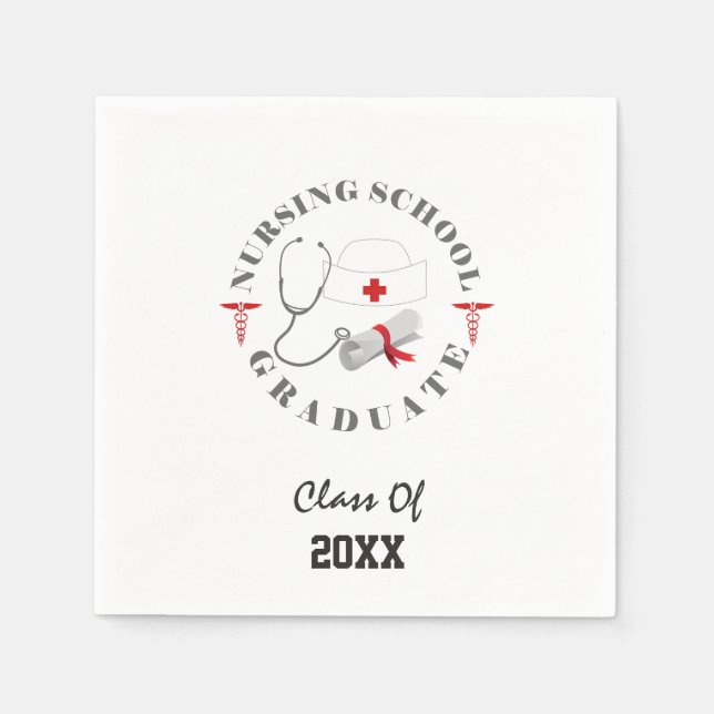 Nursing School Graduate Gear Napkin (Front)