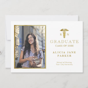 Nursing school graduation gold elegant photo announcement