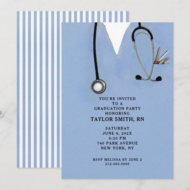 Nursing School Graduation Invitation (Front/Back)