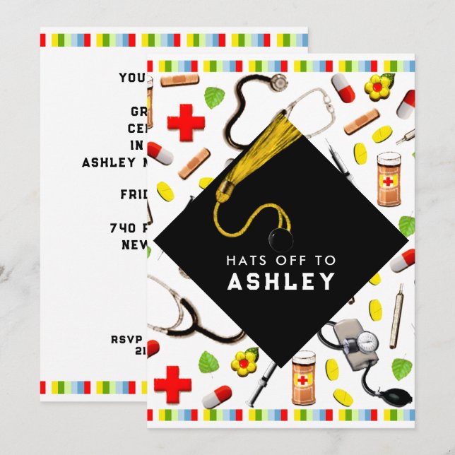 Nursing School Graduation Invitation (Front/Back)