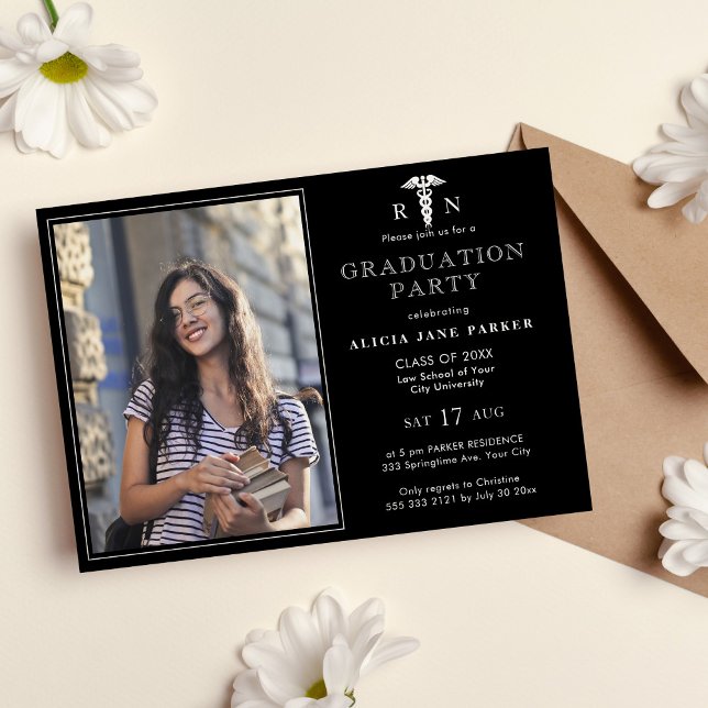 Nursing school graduation modern photo invitation (Creator Uploaded)