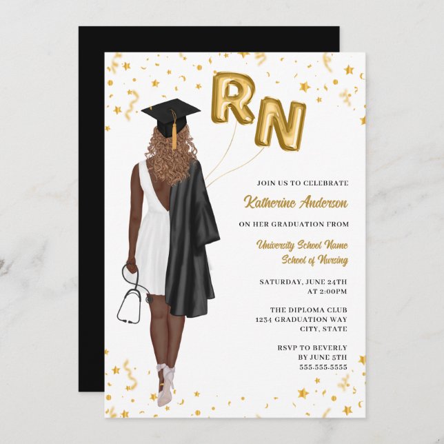 Nursing School Graduation Party Invitation (Front/Back)