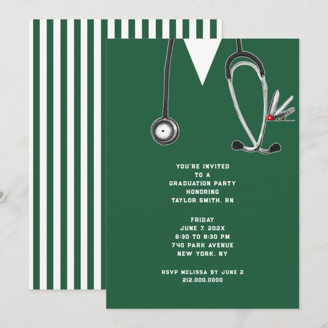 Nursing School Graduation Party Invitation (Front/Back)