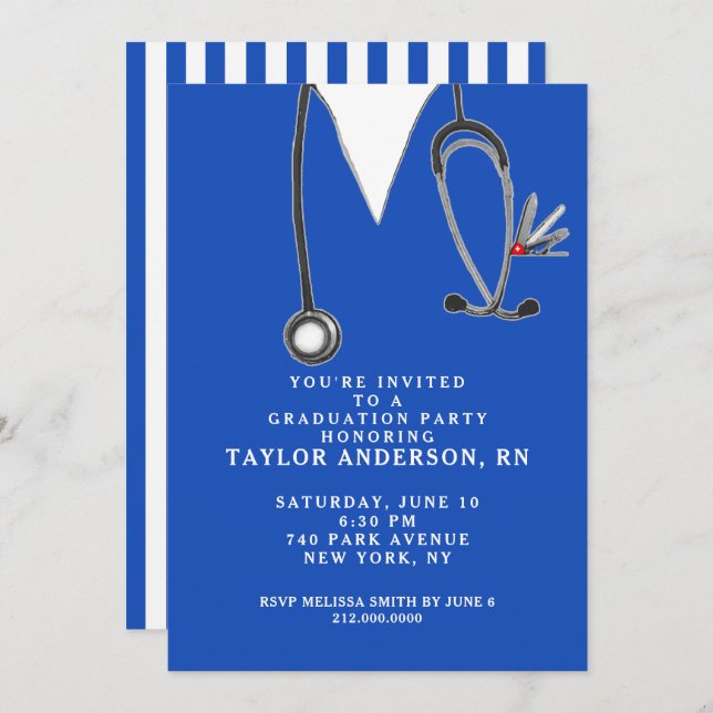 Nursing School Graduation Party Invitation (Front/Back)