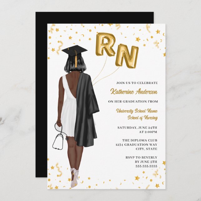 Nursing School Graduation Party Invitation (Front/Back)