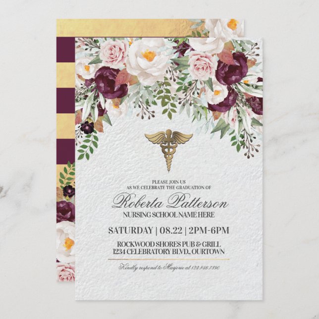 Nursing School Graduation Party Invitations (Front/Back)