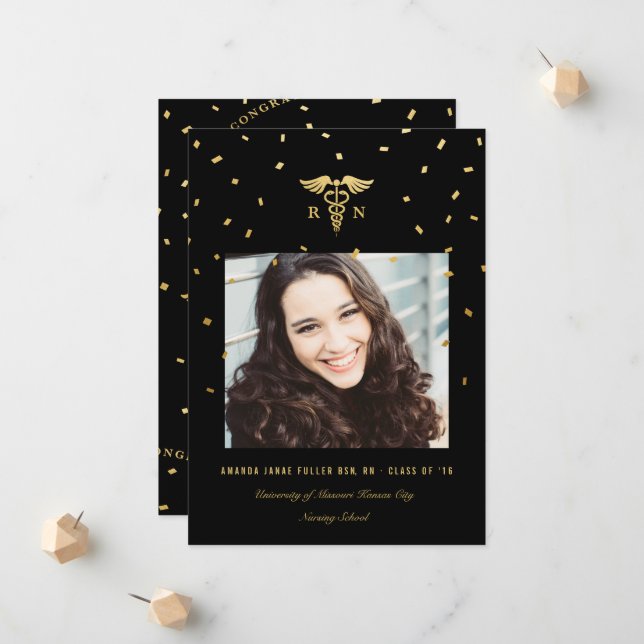 Nursing School Graduation Photo Announcements (Front/Back In Situ)
