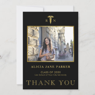 Nursing school graduation simple modern photo thank you card