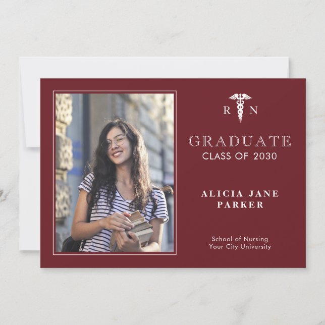 Nursing school graduation year photo announcement (Front)