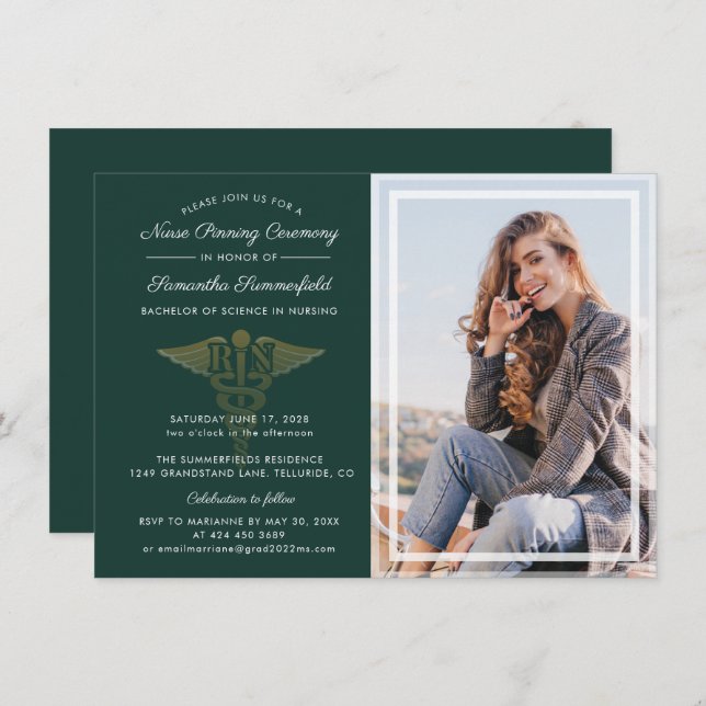 Nursing School Photo Graduation 2025 Party Invitation (Front/Back)