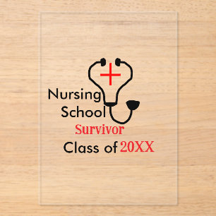 Nursing School survivor class of 20XX medical nurs Acrylic Invitations