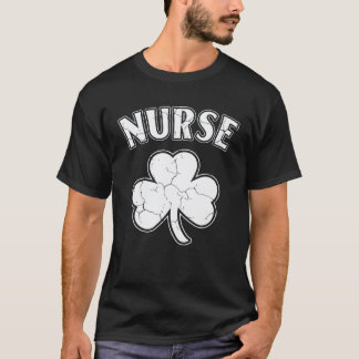 Nursing Shamrock Nurse Retro St Patricks Day Iris T-Shirt