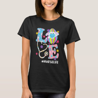 Nursing Stethoscope Scrub Life Nurse Bunny Easter  T-Shirt