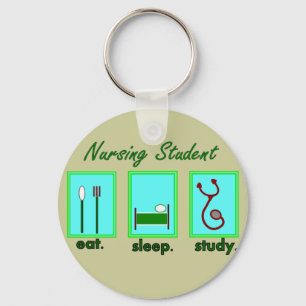 nursing student eat sleep study keychain