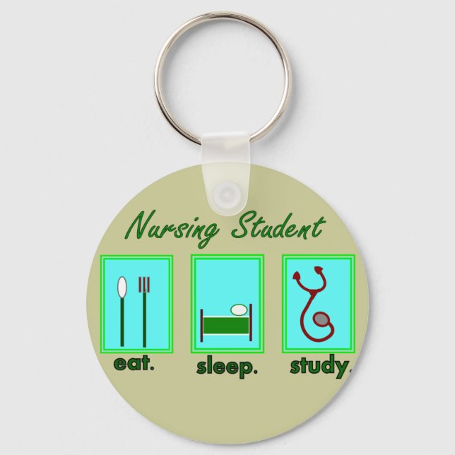 nursing student eat sleep study keychain (Front)