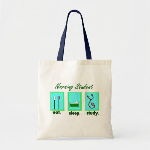 nursing student eat sleep study tote bag